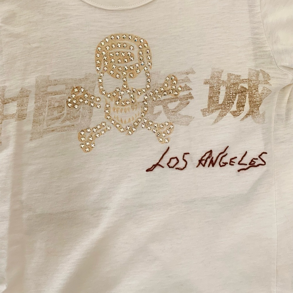 Rhinestone Embellished Great China Wall T-shirt, Los Angeles Sz S - Picture 3 of 6